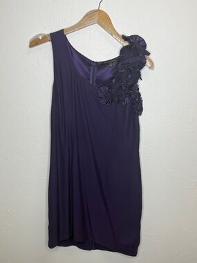 Cynthia Steffe Deep Purple One-Shoulder Dress with Floral Rosettes